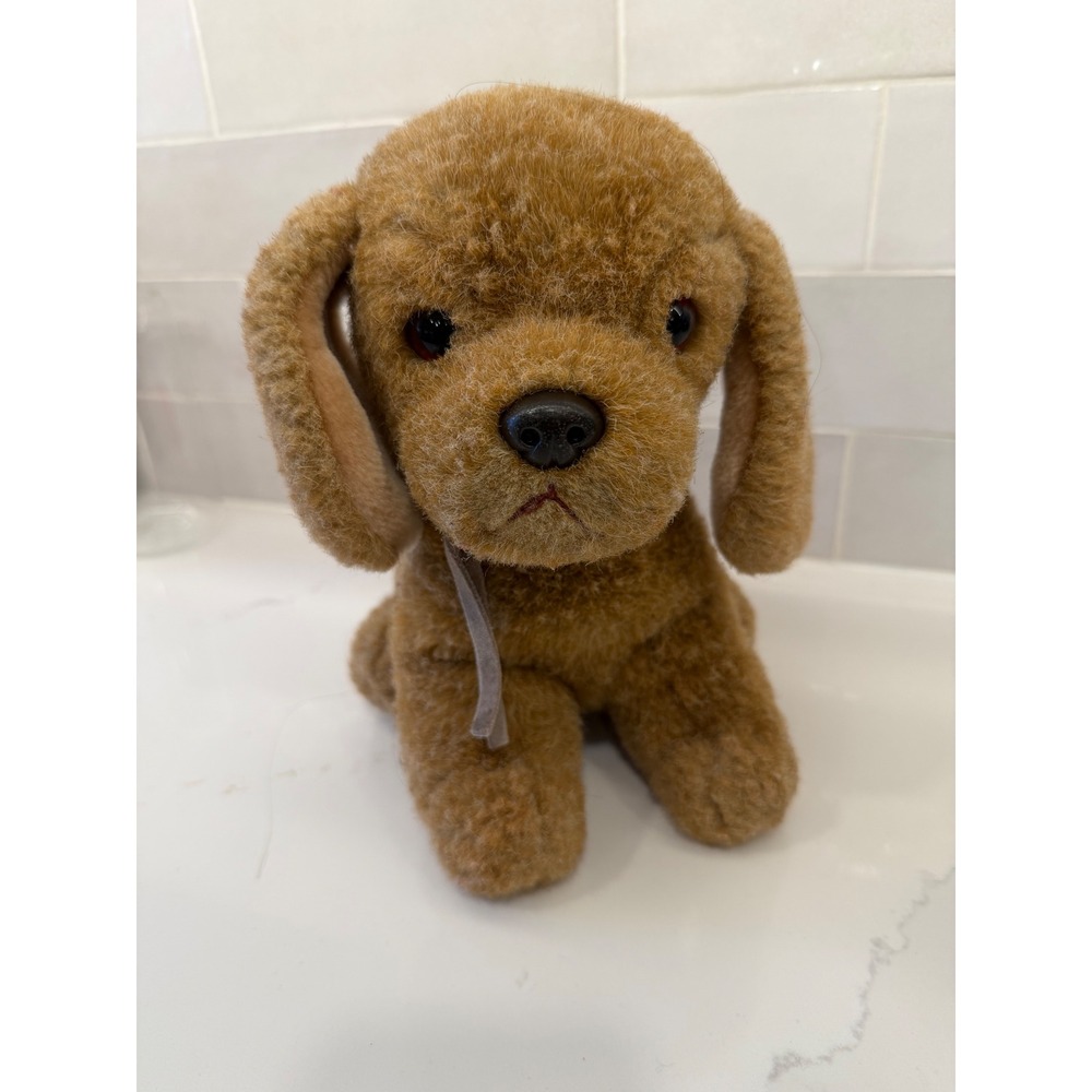 Vintage Russ Berrie Scraps Brown Dog Plush Stuffed Animal 8 Inch Seated